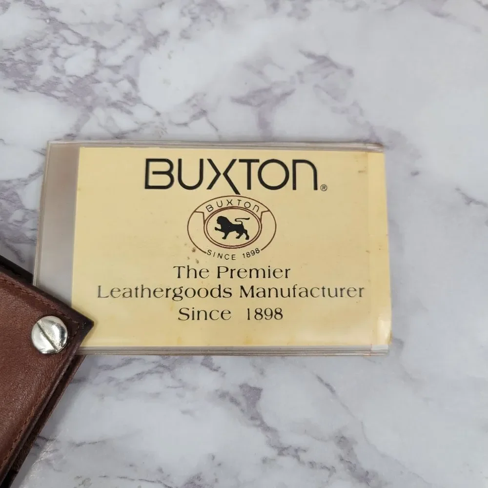 Buxton Brown Leather Card Fan Wallet Buisness Credit Card Holder Vintage